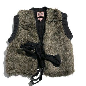 Juicy Couture Vest Women's Size Small Italian Yarn Gray Front Tie Sleeveless
